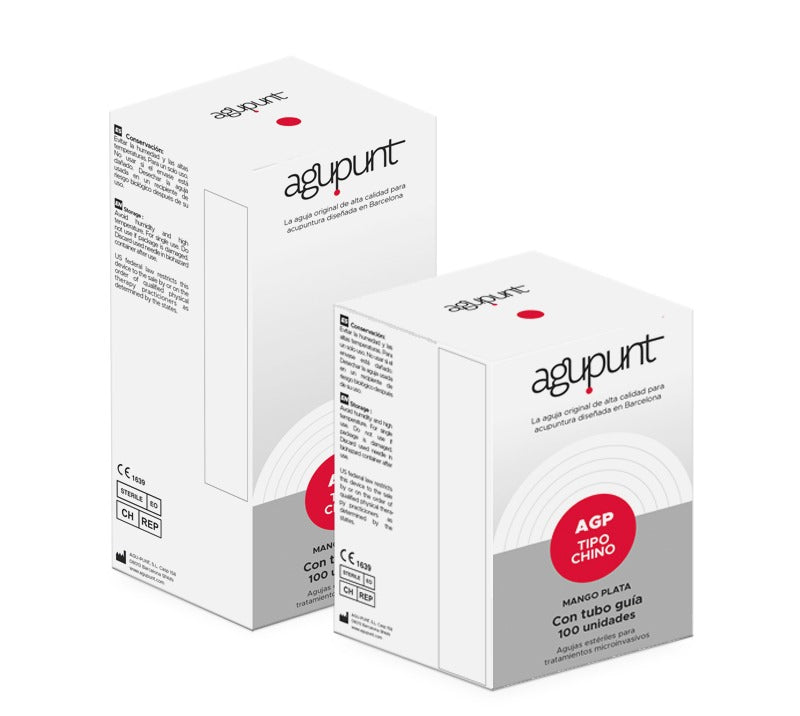 Aguja China de Plata con Guía Agupunt (100 uds)